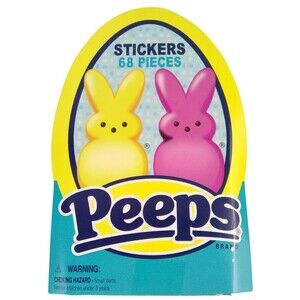 Peeps Stickers Bunnies Eggs Chicks Yellow Pink Blue 68 Pieces Bunny Boxed Mini